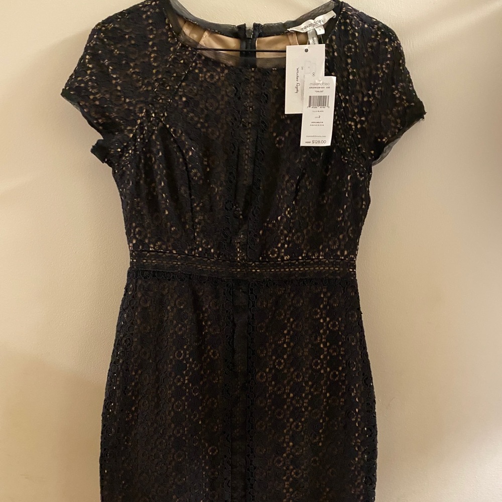Black Lace Overlay With Tan Chole design NWT sz2